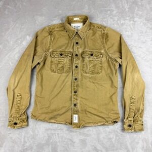 VTG Abercrombie & Fitch Muscle Shirt Men XXL (Fit L) Tan Button Down Utility Y2K